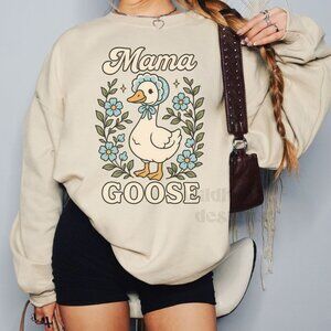 Mama Goose Sweatshirt, Mama Sweatshirt, Silly Goose Shirt - Sand